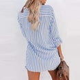 thumbnail image 4 of Winter Savings Clearance! EINCcm Blouses for Women, Casual Button-Down Shirts V Neck Roll Up Cuffed Long Sleeve Striped Tops with Pockets, Summer Fall Womens Tunic Tops Blouses Tees Shirts, 4 of 9