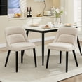 thumbnail image 2 of Accreate Dining Chairs Set of 2, Modern Linen Upholstered Accent Chairs with Padded Set and Strong Wooden Legs for Dining Room, Kitchen, Restaurant, Beige, 2 of 7