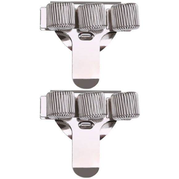 2 piezas Prácticas de metal triple metal con clip de bolsillo bucle de almacenamiento de lápiz duradero