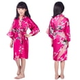 thumbnail image 6 of KYAIGUO Kids Girls Flowers Silky Bath Robes Toddler Summer Longsleeve Satin Kimono Robe Baby Floral Kimono Sleepwear Bathrobe Spa Party Loungewear for 2-14T, 6 of 10