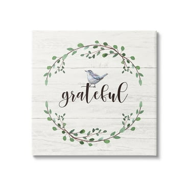 Stupell Industries Grateful Bird Crown Laurel Twigs Foliage Country Pattern,17 x 17, Design by Elizabeth Tyndall