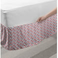 thumbnail image 2 of Retro Bed Skirt, Zig Zag Chevron Style Geometric Pattern Design in Pastel Colors Print, Elastic Bedskirt Dust Ruffle Wrap Around for Bedding Decor, 4 Sizes, Pale Blue Red and White, by Ambesonne, 2 of 2
