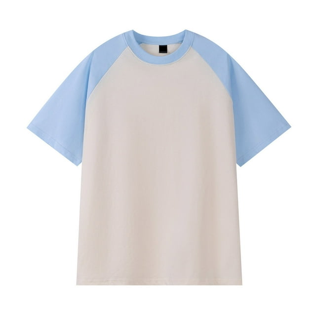 AherBiu T-Shirts pour Hommes, T-Shirts Col Rond pour Hommes, T-Shirts à Manches Courtes, T-Shirts d'Été Décontractés, T-Shirts en Coton Doux, T-Shirts à Blocs de Couleur