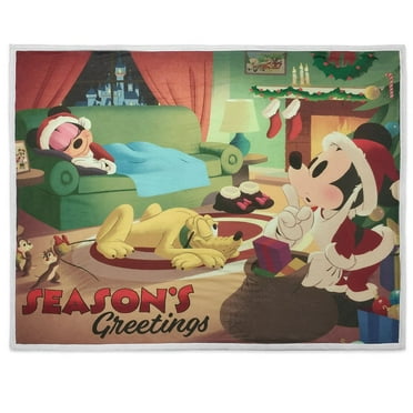 Disney Parks Merriest Wishes Season's Greetings Holiday Blanket New with Tags