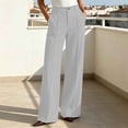 thumbnail image 4 of Htigea Women's Dress Pants Button High Waisted Work Trousers Solid Color Straight Leg Business Pant with Pockets Gray XXL, 4 of 7