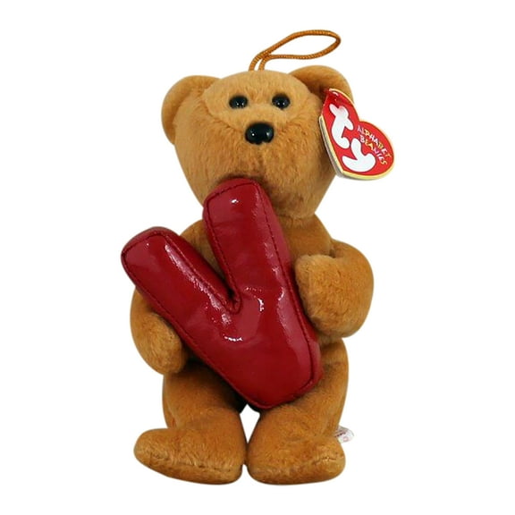 Ty Beanie Baby: V the Bear - Alphabet Beanie | Stuffed Animal | MWMT