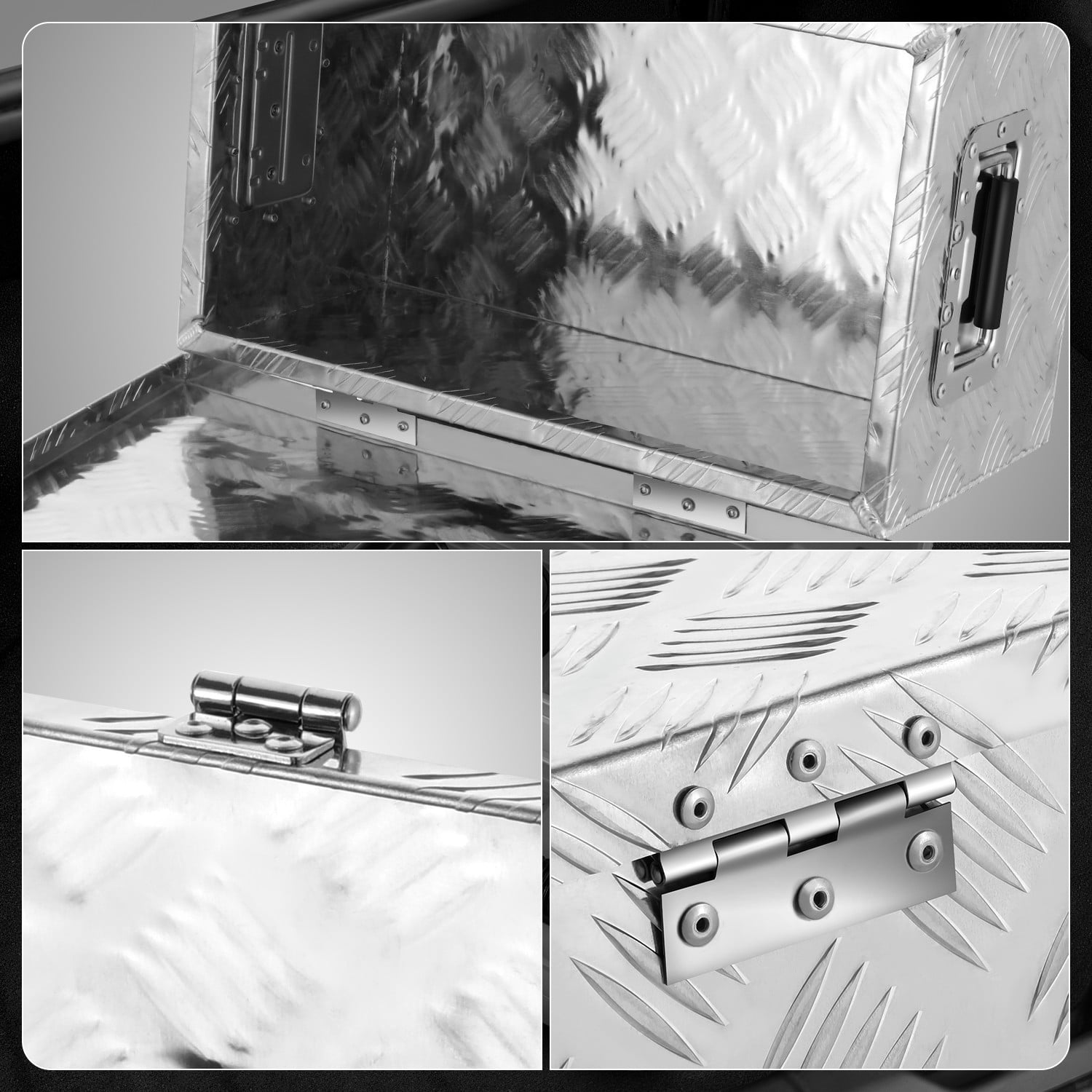 DNA Motoring 20"x10"x12" Aluminum Pickup Truck Trailer Trunk Bed Tool Storage Box w/ Side Handle