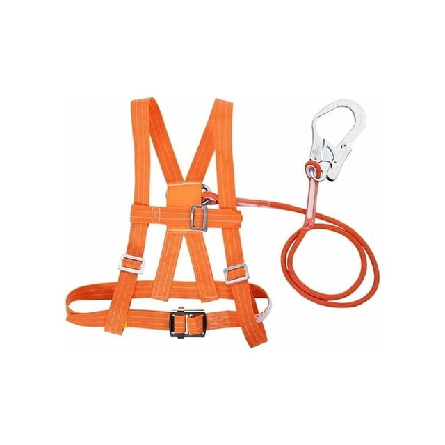 Climbing Safety Harness, Full Body Gear With Shock Absorbing Lanyard And Waist Padding Breathable Mesh For Indoor Climbing, Rock Climbing, Outward Climbing (Small Buckle)