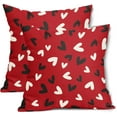 thumbnail image 1 of Housses de Coussin Rouges Joyeuse Saint-Valentin 20X20 Pouces Ensemble de 2 Housses de Coussin Décoratives Cœurs Noirs et Blancs Saint-Valentin Mariage Amour Décoration Maison Fête pour Canapé Porche Extérieur, 1 of 6