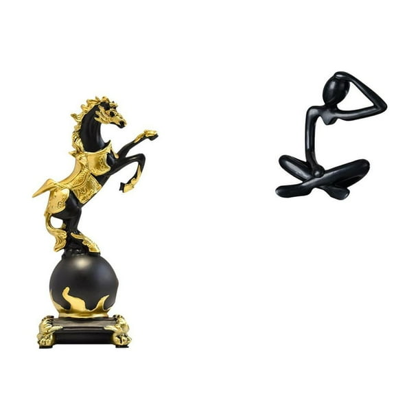 Figura de escritorio,Estantería con estatua de caballo para escritorio,oficina y decoración del hogar.,Figura de escritorio,Escultura abstracta de pensador para decoración de oficina y
