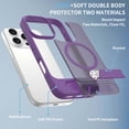 thumbnail image 5 of Magnetic Compatible with iPhone 16e Case, [Built-in Invisible Kickstand][Compatible with MagSafe] [Military Grade Shockproof] Slim Translucent Matte Phone Case for iPhone 16e, Darkpurple, 5 of 6