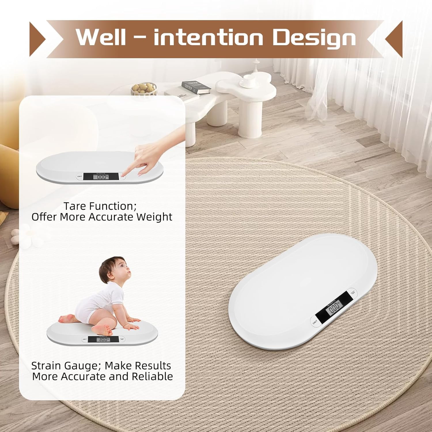 Electronic Digital Baby Infant Scale, Baby Weighing Scale, Pet Scale, Automatic Shut Off,LCD Display,Four Rubber Feet,for Weighing Items Blow 20kg/44pounds