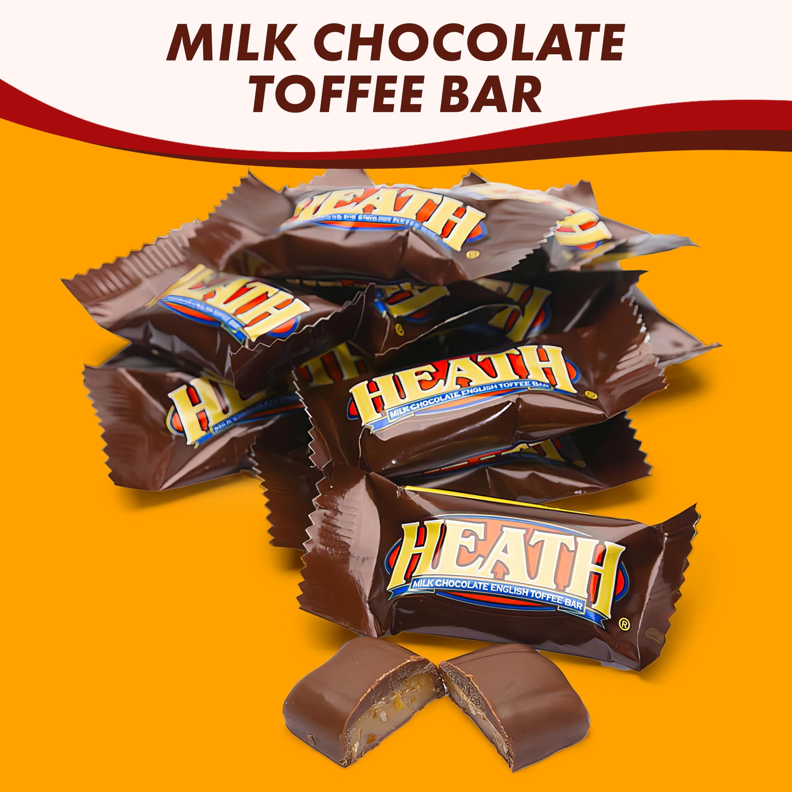 Sweets Heath Toffe Bar STF9&nbsp;Miniatures - 1.5 Pounds approx 90 mini Candy Bars - Smooth and Crunchy Bites - Individually Wrapped Candy Pieces - Mini Candy Bars Chocolate Toffe