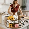 thumbnail image 5 of 14 Pieces Farmhouse Tiered Tray Decor Rustic Cottages Wooden Decorations Set Vintage House Table Top, 5 of 9