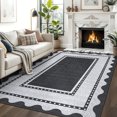 thumbnail image 4 of Gaderth 9x12 Washable Area Rug For Living Room, Scalloped Border Non Slip Rug, Stain Resistant Low Pile Soft Indoor Carpet For Bedroom Nursery Dining Room Entryway Home Office, 4 of 10