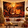 thumbnail image 2 of Squirrel with Acorn and Jack O Lantern Under Full Moon, Cozy Rustic Style for Animal Lovers, Woodland Wall Art Halloween Gift, Tapestry Wall Hanging for Bedroom and Dorm, 2 of 5