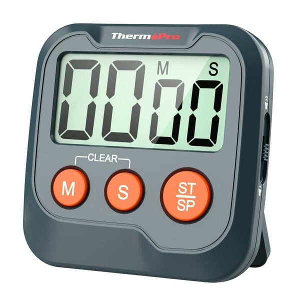 ThermoPro Temporizador de Cocina para Cocinar, Temporizadores de Aula para Niños y Maestros, Temporizador de Cocina Digital con Volumen de Alarma de 2 Niveles, Cronómetro con Temporizador de Cuenta Re