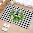 thumbnail image 3 of Welcome Front Door Rugs 2x3 ft Spring Country Farm Green Boxwood Flowers Wreath Black White Plaid Small Rug for Entryway Non Slip Washable Bathroom Door Mat Absorbent Floor Mat for Indoor Entrance, 3 of 9