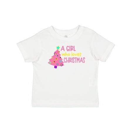 

Inktastic A Girl Who Loves Christmas- Colorful Tree Gift Baby Girl T-Shirt