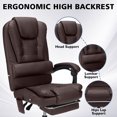 thumbnail image 5 of HOFFREE Executive Office Chair with Massage and Footrest Reclining Ergonomic Office Chair Soft Leather Computer Desk Chairs with High Back Armrest for Home Office, Brown, 5 of 8