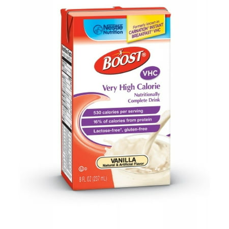 Boost VHC, Very High Calorie, Very Vanilla, 8 Ounce Tetra Brik, by Nestle - Case of