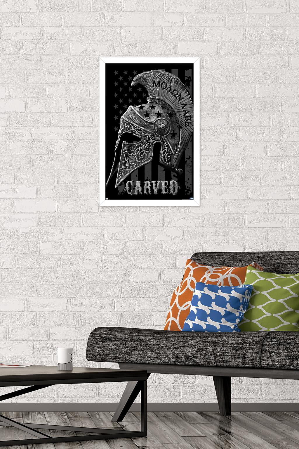 Jim Baldwin - Carved Helmet Wall Poster, 14.725" x 22.375" Framed