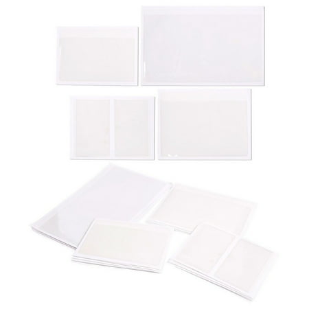 Photo Color Card 30-Pack Self-Adhesive Card Pockets with Open Sides - Ideal for Organizing and Protecting Index Cards, Business Cards or Photos - Crystal Clear Plastic, 4 Different Sizes ()