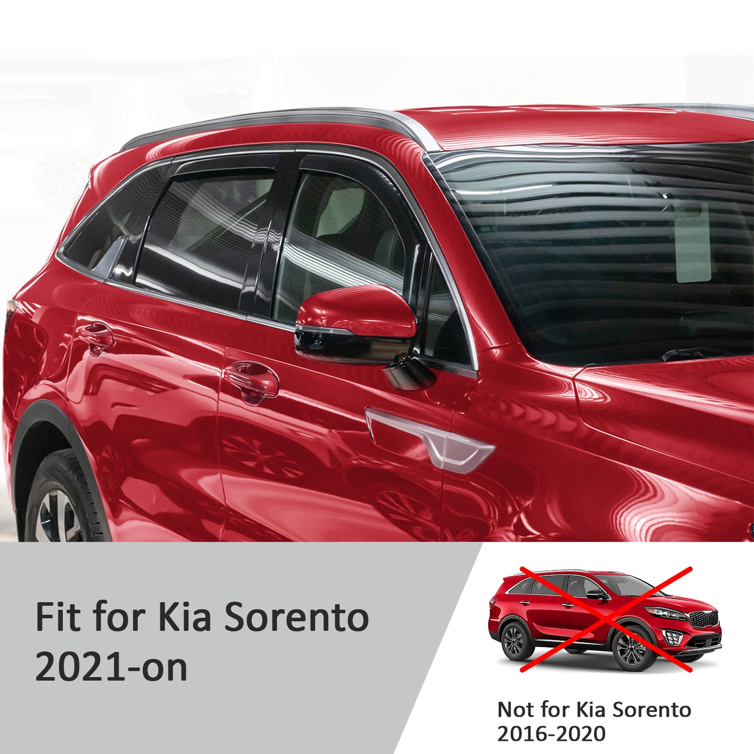 Voron Glass in-Channel Extra Durable Rain Guards for Kia Sorento 2021-2026, Window Deflectors, Vent Window Visors, 4 Pieces - 220216