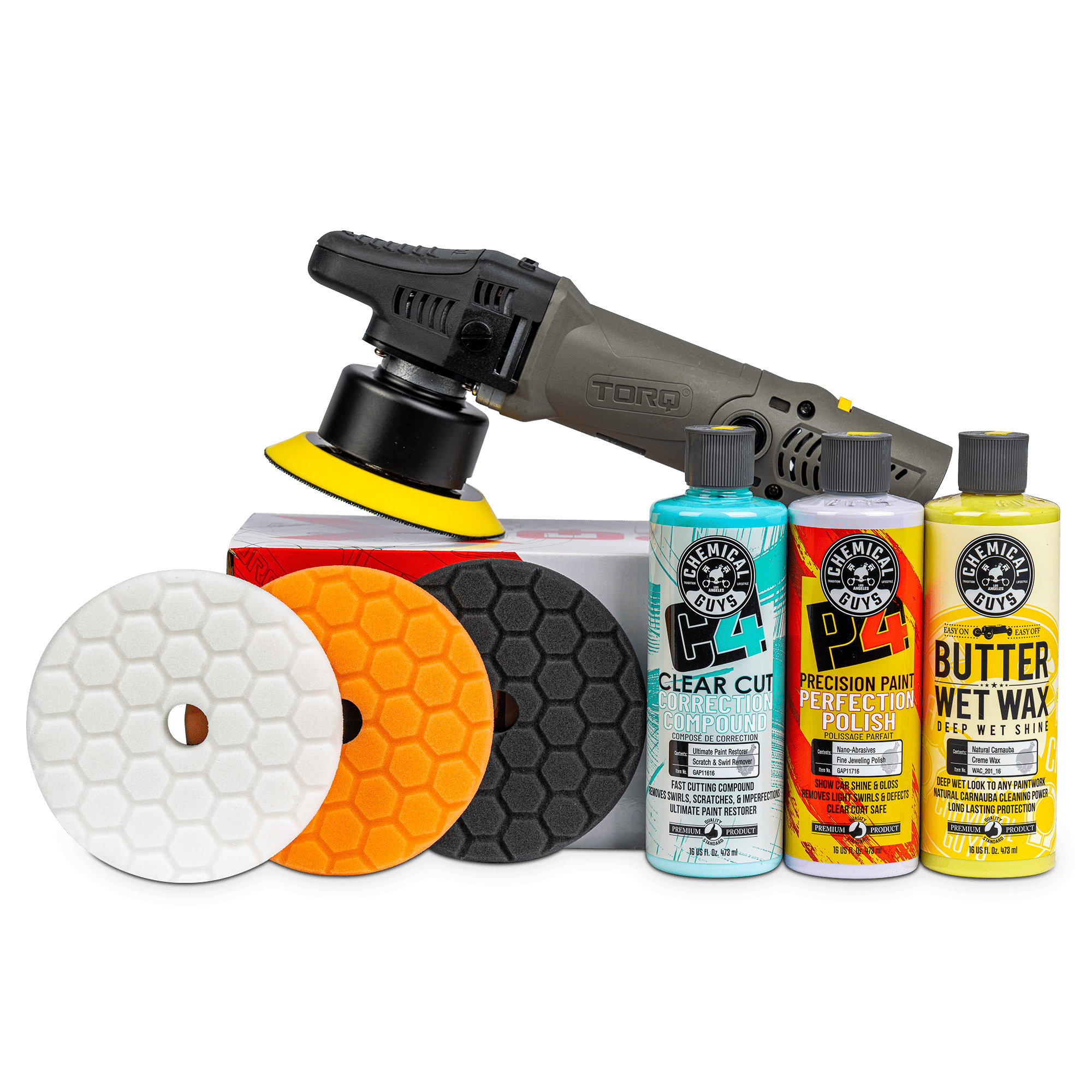Chemical Guys TORQX Random Orbital Polisher Cut and Polish Kit (7 Items