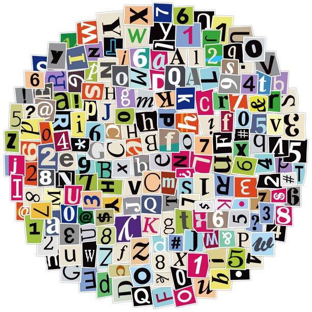 Set de stickers APAREAL de 200 piezas, letras y números de vinilo impermeables