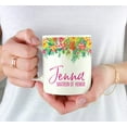 thumbnail image 3 of CTDream Wedding Party Personalized 11oz. Coffee Mug Gift, Jenna Matron of Honor, Tropical Floral Hibiscus Flowers Garden Party, 1-Pack, Custom Birthday Present Ideas, 3 of 6