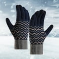 thumbnail image 2 of Baberdicy Gloves Men Gloves with Fleece Cold Proof Warm Gloves with Finger Screen Knit Gloves Gloves for Cold Weather Navy, 2 of 3