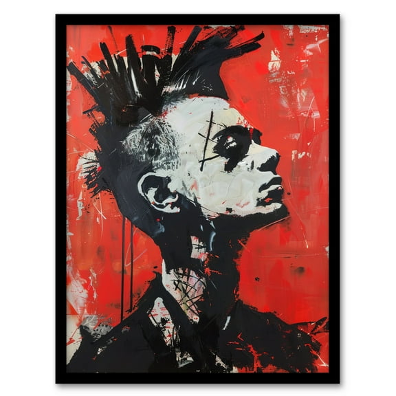 Artery8 Punk Mohawk Modern Portrait Street Art Goth Living Room Art Print Framed Poster Wall Decor 12x16 inch
