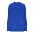 thumbnail image 3 of Shirts for Women Trendy Fall New Oversized Casual Sweatshirts for Women Long Sleeve Crewneck Pullover Tops Fall Comfy Outfits with Pocket Blue S, 3 of 5