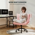 thumbnail image 2 of Flexispot Wide Desk Chair, 4.7" Thick Crisscross Chair with Flip-up Armrest and Leather Seat, Pink, 2 of 6