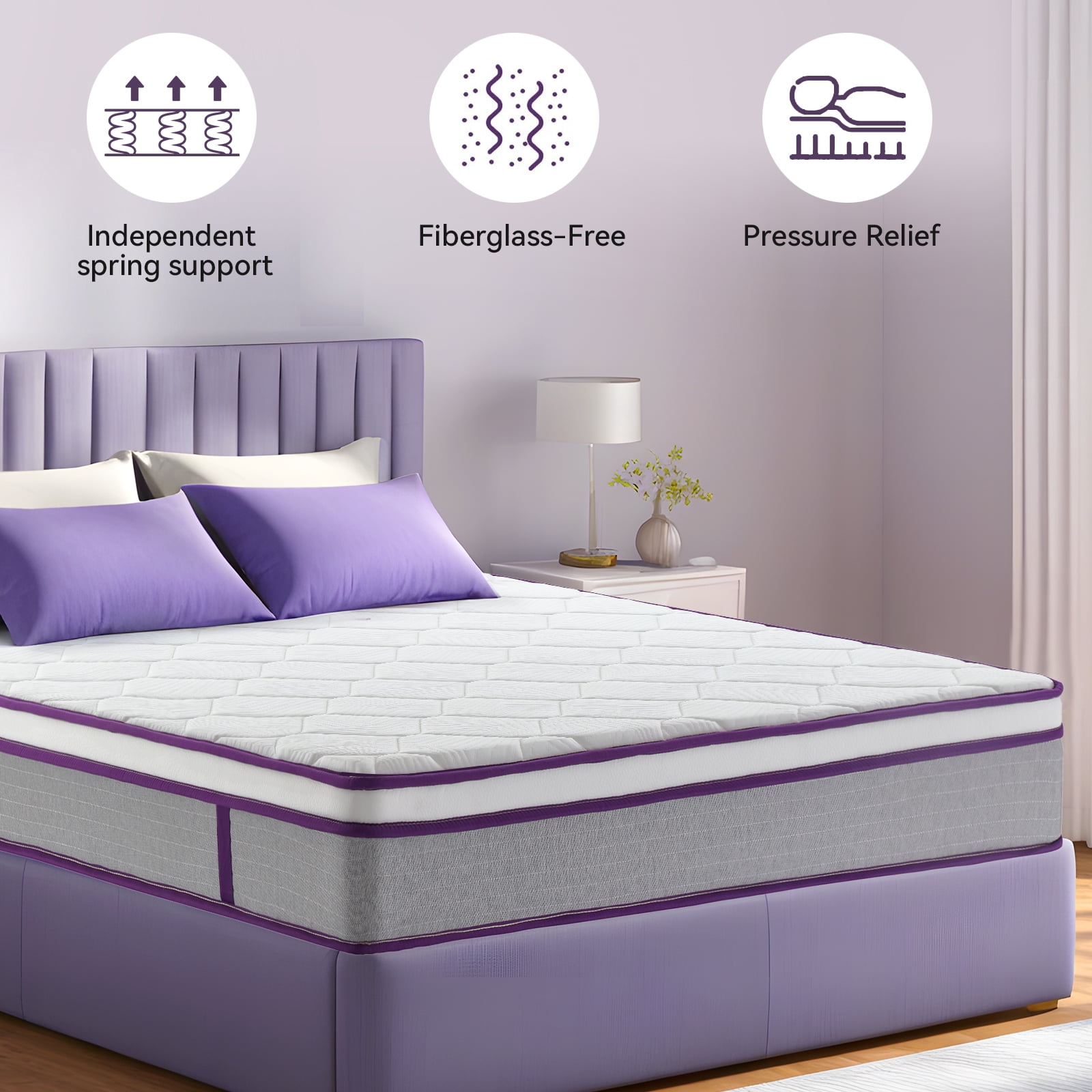 Full Mattress, 10 Inch Medium Firm Hybrid Mattresses with Gel Memory Foam and Pocket Springs, Pressure Relief & Firm Support, Medium Firm Full Bed Mattress in a Box, Motion Isolation, Edge Support