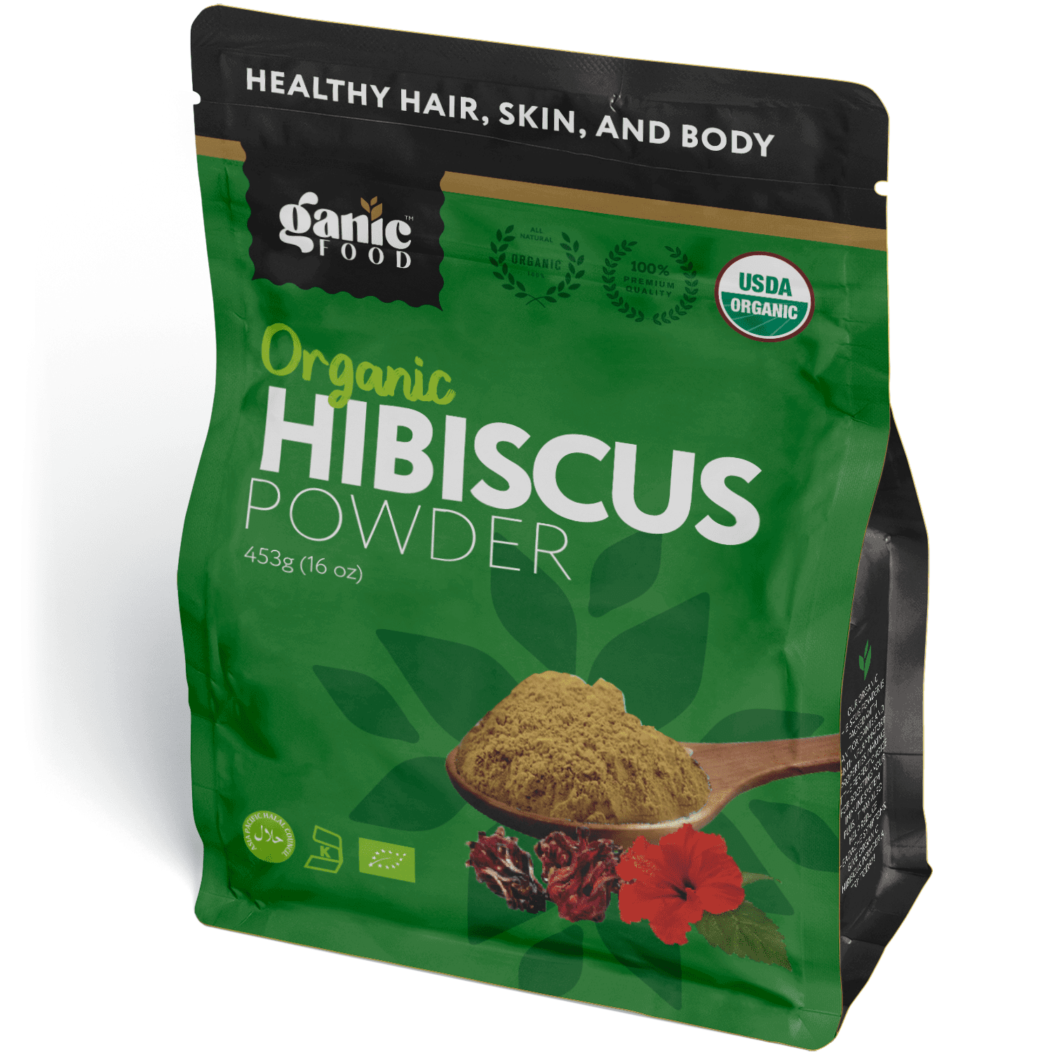 Organic Hibiscus Powder (SABDARIFFA) by Ganic Food USDA Organic