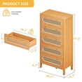 thumbnail image 4 of DWVO 5 Drawer Dresser, 47" Tall Rattan Vertical Dresser with Metal Handles, 5 Layers Wood Storage Cabinet, Chest of Drawers for Bedroom, Living Room, Oak Color, 4 of 6