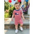 thumbnail image 4 of BemeyourBBs Toddler Baby Boy Girl 4th of July Outfit Patriotic Independent Day Summer Clothes Fourth of July Popsicle Embroidery Waffled Striped Short Sleeve T Shirt Tops and Pockets Shorts 2Pcs Set, 4 of 9