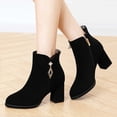 thumbnail image 1 of LSLJS Women's New Plus-size Suede High Heels Frosted Side Zipper Short Heel Chunky Ankle Boots, 1 of 8