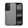 thumbnail image 2 of Dteck Case Compatible with Samsung Galaxy S21 Ultra, 6.8 Inch 2021, PU Leather Shell Back & PC Bumper, Magnetic Suction Car Mount Shockproof  Anti-drop Protective Bumper Case, Lightgray, 2 of 3