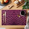 thumbnail image 2 of Pink Leopard Print Placemats Set of 8, Retro Chic Abstract Animals Texture Placemats for Dining Table, Place Mats for Kitchen Tabletop, Waterproof Wipeable Dining Table Mats Set, 2 of 9