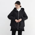thumbnail image 3 of Fall Spring Women Jacket Short Front Long Back Split Hem Hooded Drawstring Zipper Closure Cardigan Windproof Outdoor Overcoat Travel Camping Coat, 3 of 8