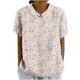 thumbnail image 5 of Blusas de Manga Corta para las Mujeres Cuello de Muñeca Lindo Lino Algodón, Impreso Suelto Camiseta para el Uso Casual, Diario Y de Verano, 5 of 7