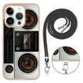 thumbnail image 7 of for iPhone 15 Pro Crossbody Strap Phone Case, Anti-Fall Pattern Clear Design Transparent Soft & Flexible TPU Drop and Shockproof Protective Cover with Adjustable Nylon Neck Strap, Retro Radio, 7 of 7