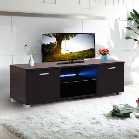 47 Tv Stand Unit Cabinet Console Living Room Furniture W Led 47 Tv Stand Unit Cabinet Console Living Room Furniture W Led Shelves Black