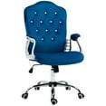 thumbnail image 3 of Ergonomic Office Chairs, Vinsetto Home Office Chair, Velvet Computer Chair, Button Tufted Desk Chair with Swivel Wheels, Adjustable Height, and Tilt Function, Blue, Blue Office Chairs, 3 of 11