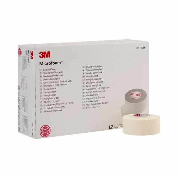 3M Microfoam Elastic Foam Surgical Tape 1" X 5.5 Yards, Pack of 4 Rolls