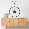 thumbnail image 2 of Reloj de pared gigante de metal moderno de gran tamaño de 28,7 x 22 pulgadas, reloj de pared minimalista negro decorativo de gran tamaño con elegante esfera de nogal natural, 2 of 4