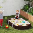 thumbnail image 2 of Dranite Kid's Sandbox with Cover, 4 Corner Seats, Bottom Liner, 71"x42"x9", Dark Brown, 2 of 10